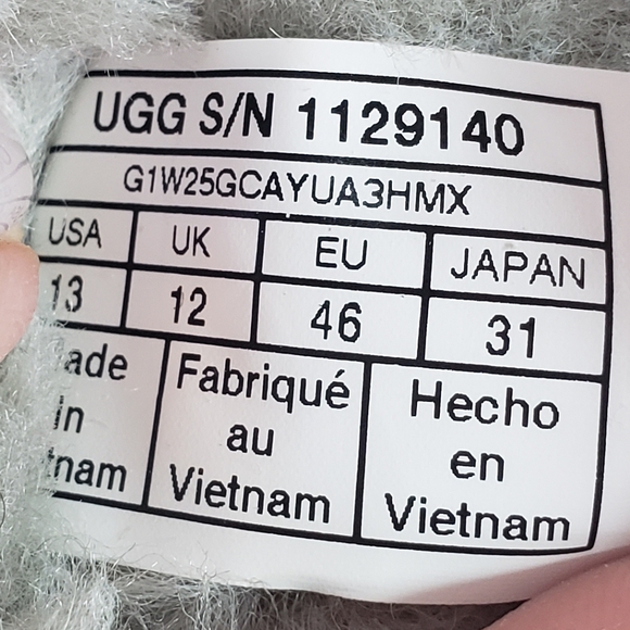 UGG Tasman Graphic Shadow Logo Pumice Soft Cozy Comfy Wool Fur Slippers Sz 13 - Picture 4 of 5